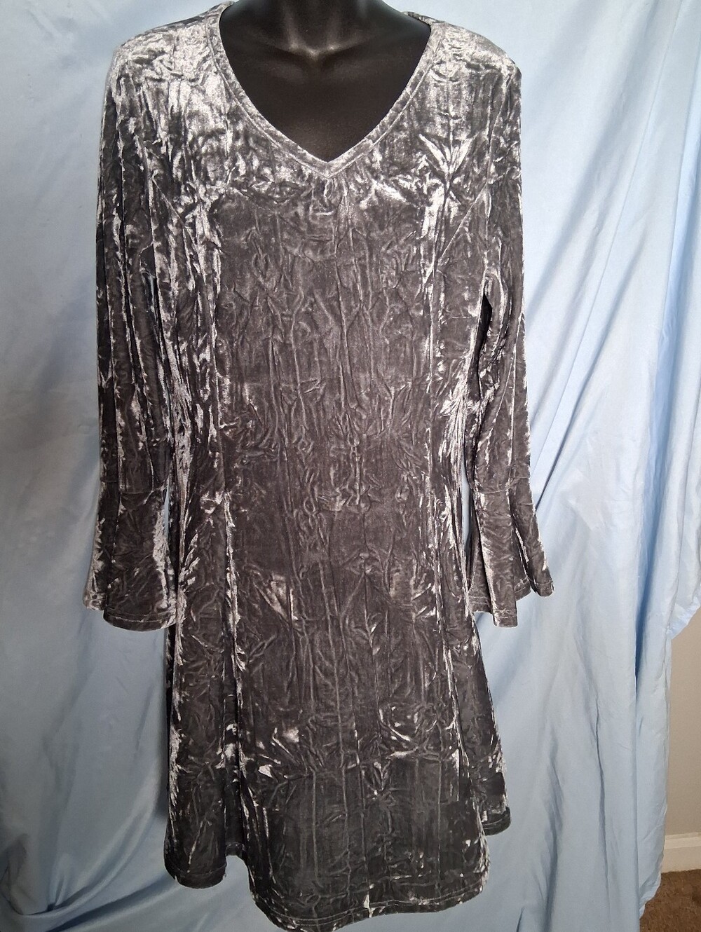Aryeh Crushed Velvet Dress Size L Flare Sleeve Whimsigoth Boho